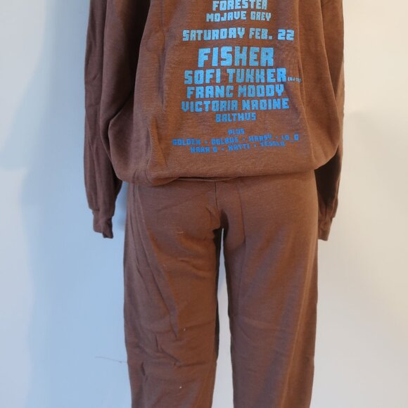 NWT Womens Aviator Nation Brown 2Pc Set Palm Tree Music Fest Hoodie Sweatpants M - Picture 13 of 15